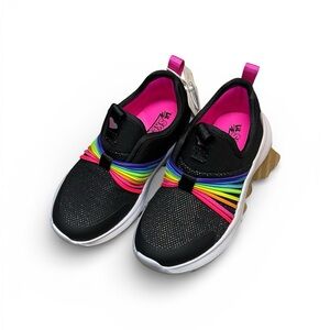 Skechers Kids Black Slip-On Sneakers with Rainbow Elastic Bands